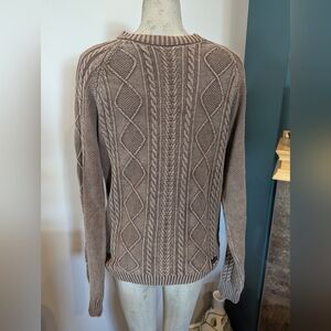 Hudson Cable Knit Acid Wash Brown Cotton Sweater Size large